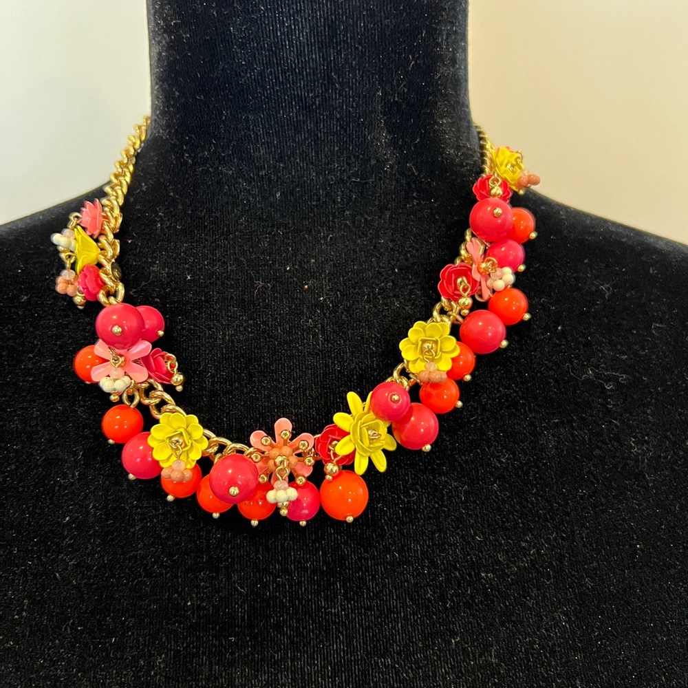 Talbots Floral Statement Necklace Hot Colors